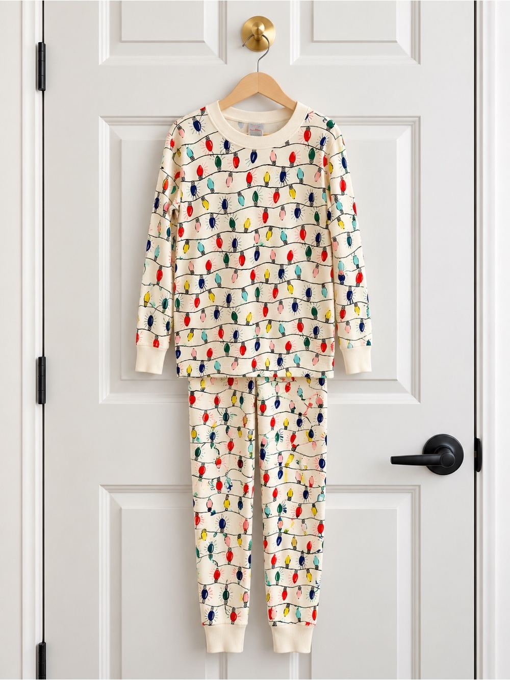 Hanna Andersson Christmas Lights Pajama Set Size 14 Organic Cotton